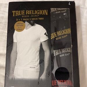True Religion 3+1 Pack V Neck Tees